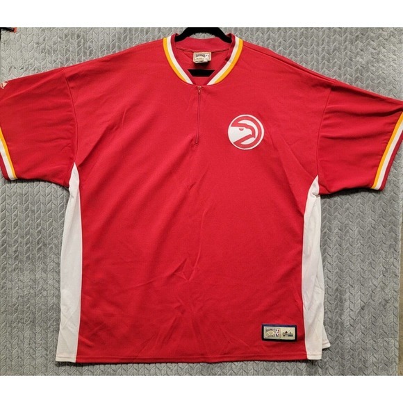 VTG Majestic Atlanta Hawks Hardwood Classics Shooting Jersey Shirt 3XL NBA Red - Picture 1 of 15